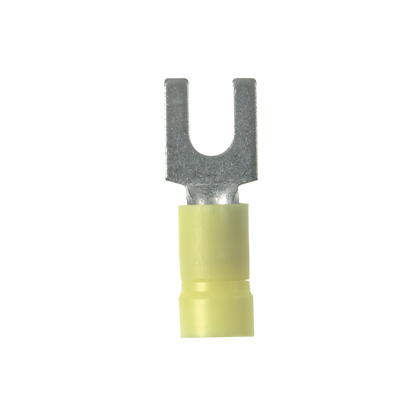 StrongHold EV10-10FB-Q Loose Piece Forks, Yellow, Vinyl, 1/5" Stud, 12-10 AWG
