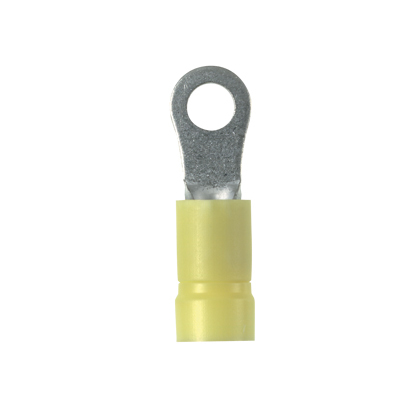 EV10-38RB-Q StrongHold Type EV-RB Ring Terminal, 10 AWG Conductor, 1.31 in L, Brazed Seam/Butted Seam/Funnel Entry/Internal Serration Barrel, Copper, Yellow