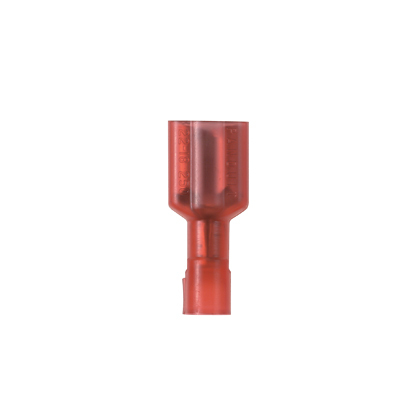 EDNF18-188FIB-Q StrongHold Loose Piece Female Disconnect, 22 to 18 AWG Conductor, 0.187 in W x 0.02 in THK Tab, Butted Seam/Funnel Entry Barrel, Brass/Nylon, Red, Fully Insulated
