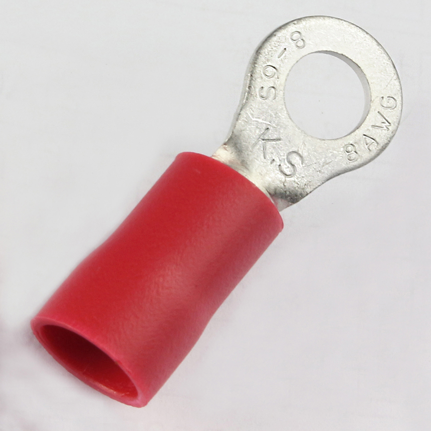 EV8-14R-Q StrongHold Type EV-R Ring Terminal, 8 AWG Conductor, 1.26 in L, Brazed Seam Barrel, Copper, Red