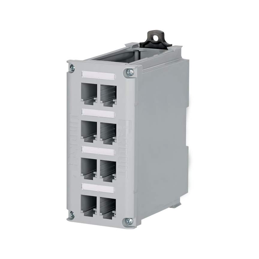 CDPP8RG-S IndustrialNet Mini-Com Shielded Patch Panel, 8 Ports, Polycarbonate