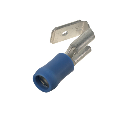 DV14-250P-LYY Loose Piece Disconnect, 16 to 14 AWG Conductor, 0.25 x 0.032 in Tab, Sleeve Barrel, Brass, Blue