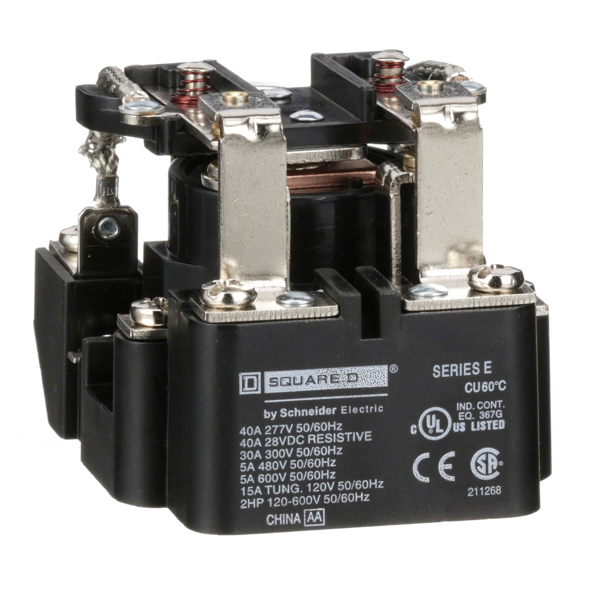 8501CDPDT 1-Phase Type C Heavy Duty Open Frame Power Relay, 30 A, 2NO-2NC 2 Form C DPDT Contact, 120 VAC V Coil