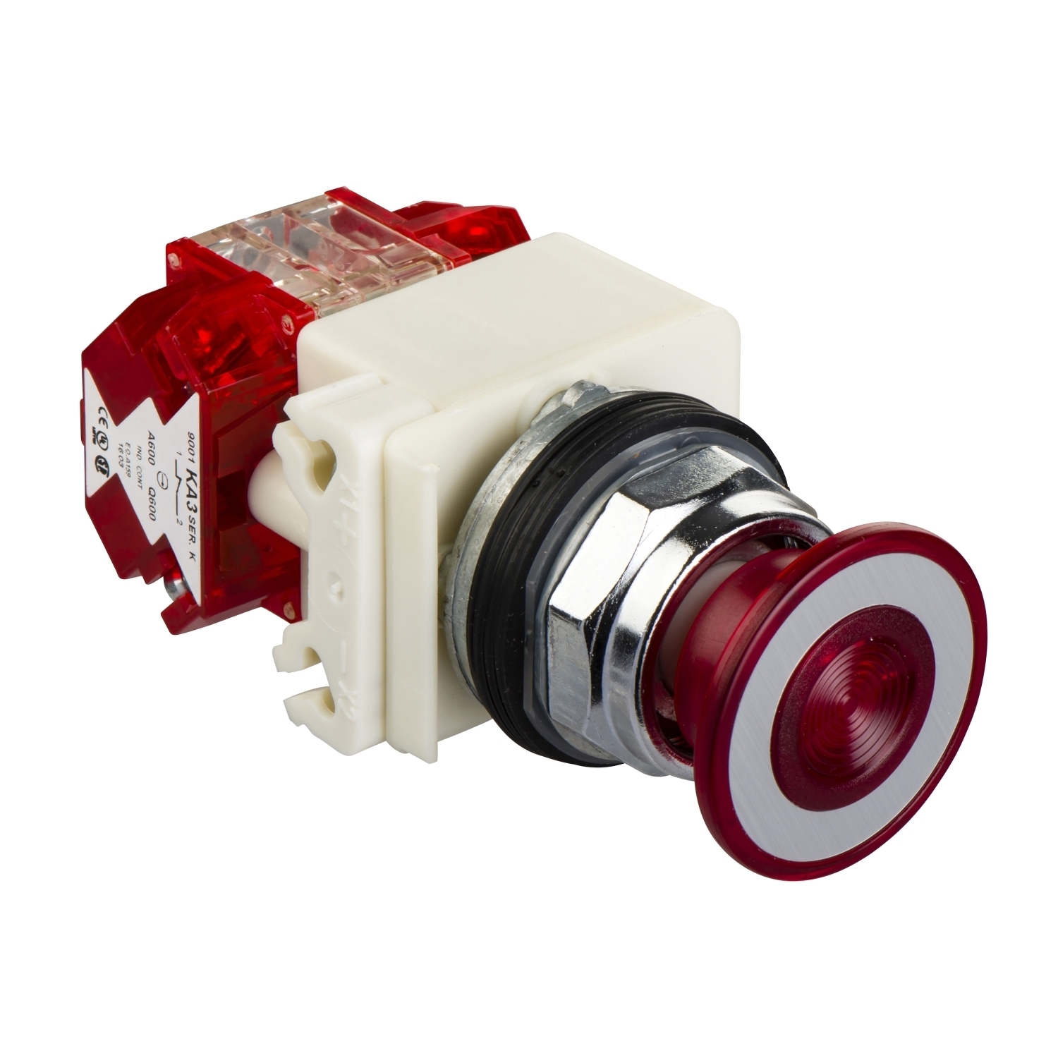 9001KR9P35RH25 Harmony Illuminated Pushbutton, 30 mm, 2NC-1NC Contact, 41 mm Mushroom Head Operator