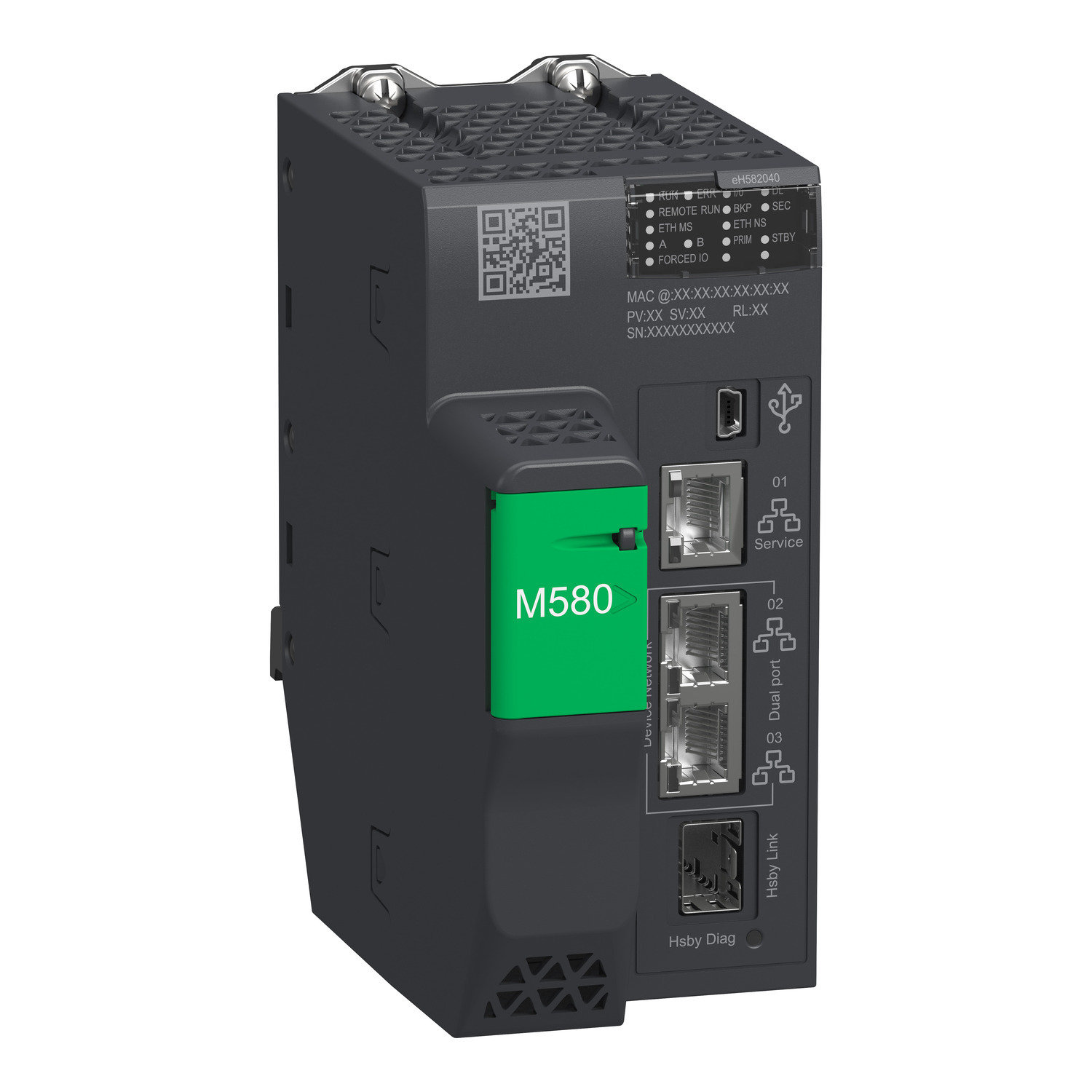BMEH582040 2-Level Redundant HSBY Processor Module, 8 MB Input/Output, 4 GB Expandable Flash/10 kB Integrated RAM/8 MB Integrated RAM/768 kB Integrated RAM Data Memory, 1 Expansion Racks