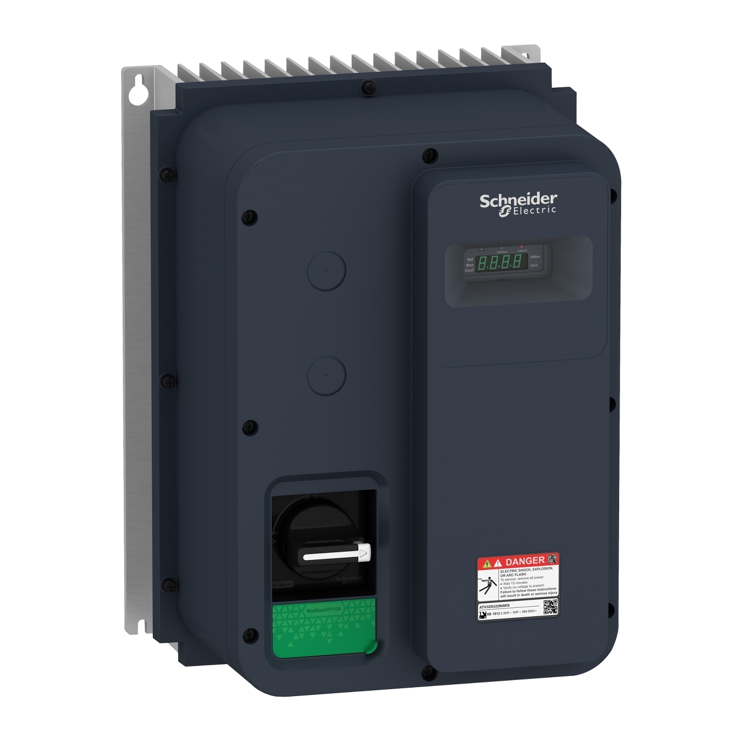 ATV320U40N4WS Altivar 3-Phase Variable Speed Drive, 380 to 500 V, 13.7 A at 380 V/10.6 A at 500 V Heavy Duty, 9.84 in W x 9.25 in D