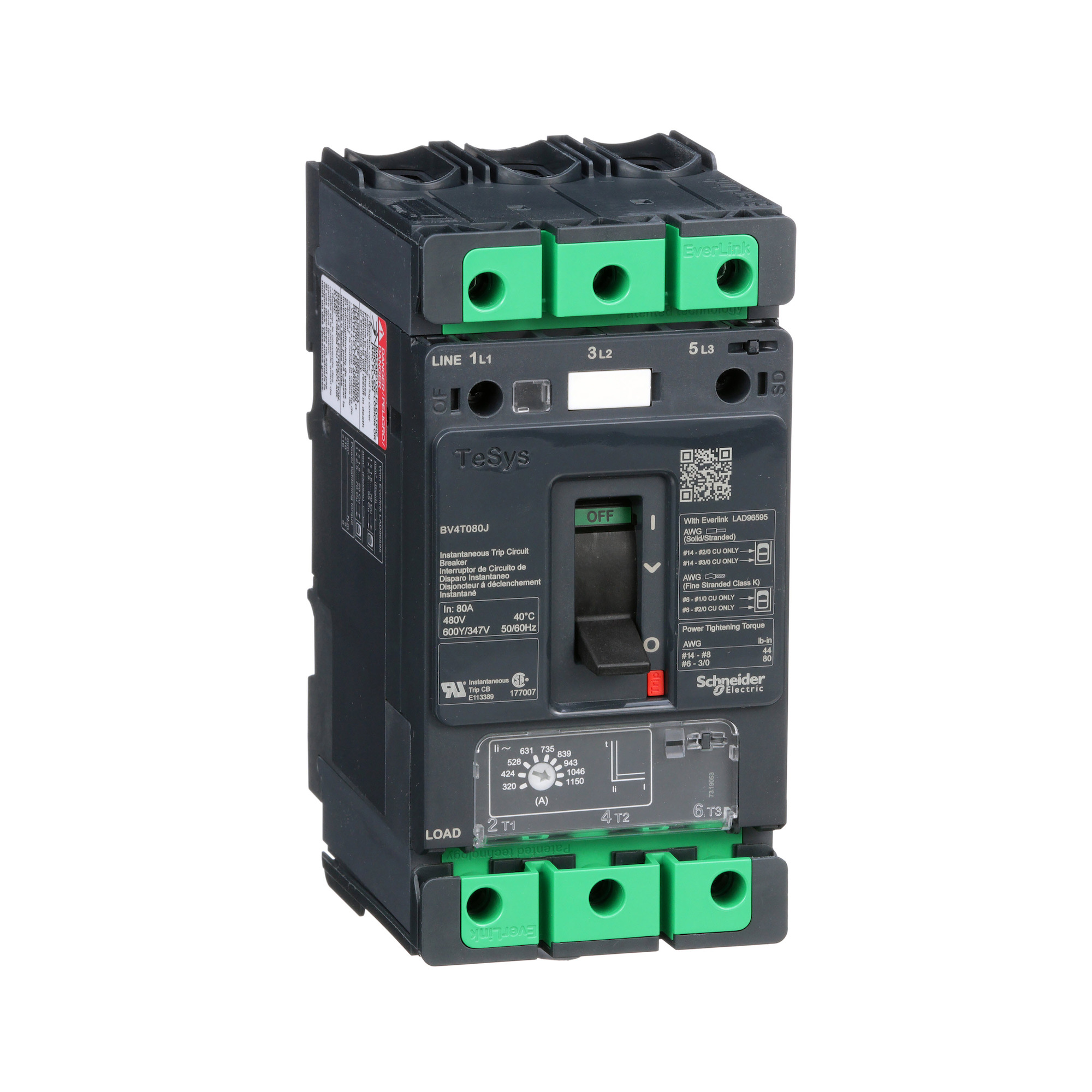 BV4T080J TESYS Series, 600Y/347 V AC, 80 A