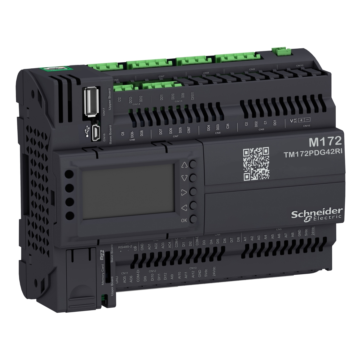 TM172PDG42RI Modicon M172 Isolated Performance Display Logic Controller, 24 V AC/20 to 38 V DC, 42 Inputs, 42 Outputs
