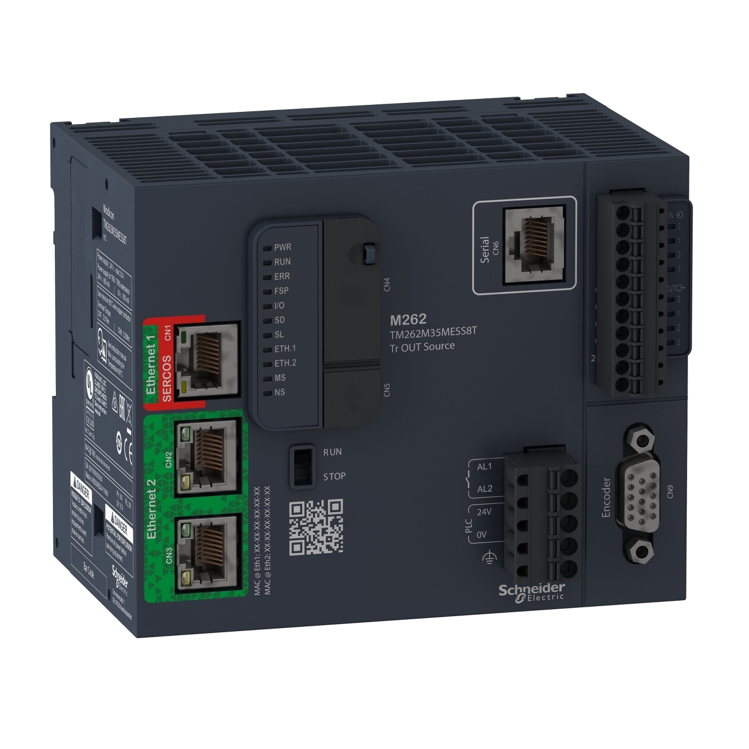 TM262M35MESS8T Modicon M262 Logic/Motion Controller, 24 V DC, 8 Inputs, 8 Outputs