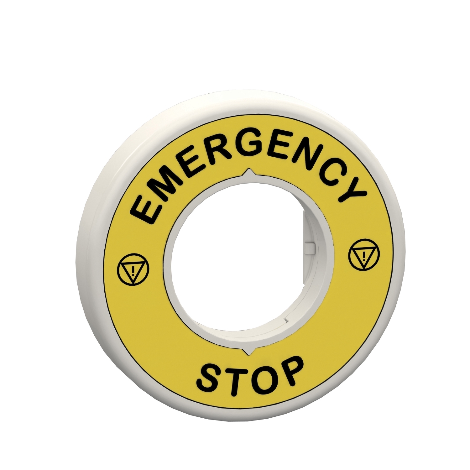 ZBY9W2B330 English Marked Illuminated Ring With 24 VDC/VAC 50/60 Hz Red Integral Fixed LED, 60 mm H x 9.3 mm W, Round Plate, Plastic, Yellow Field