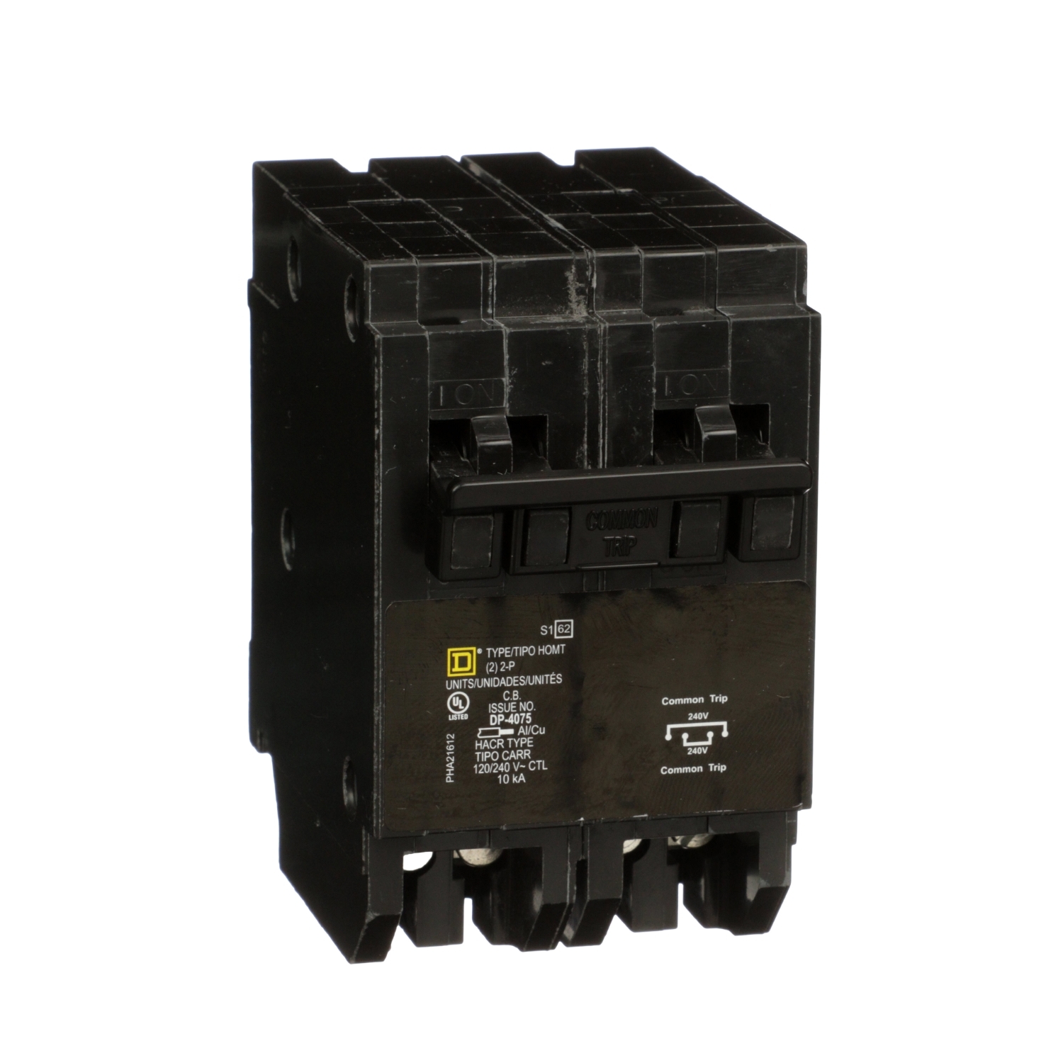 HOMT230230 Homeline Quad tandem circuit breaker, Homeline, 2 x 2 pole at 30A, 120/240VAC, 10kA AIR, plug in, UL