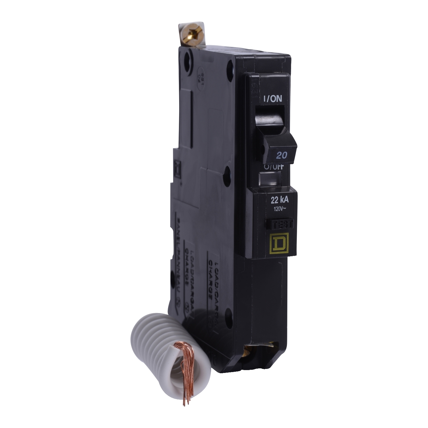 QOB120VHEPD Miniature Circuit Breaker, 20 Amp, 1 Pole, 120V