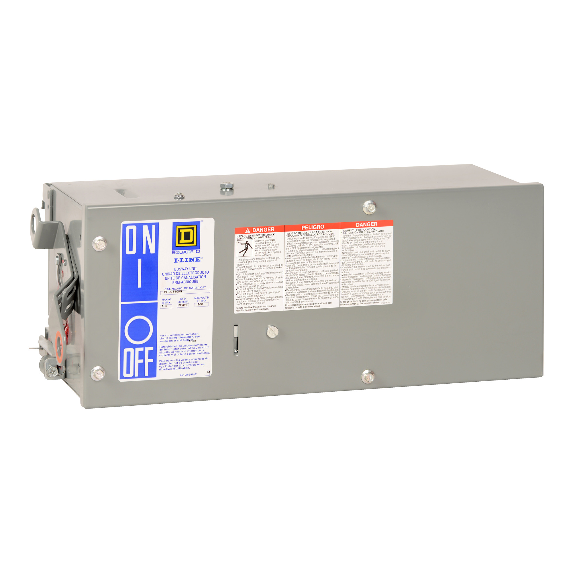 PHG36050GN I-Line PowerPact Section Circuit Breaker Busway Plug-In Unit With Electronic Trip Unit, 600 V AC, 50 A, 4 Wires, H Frame