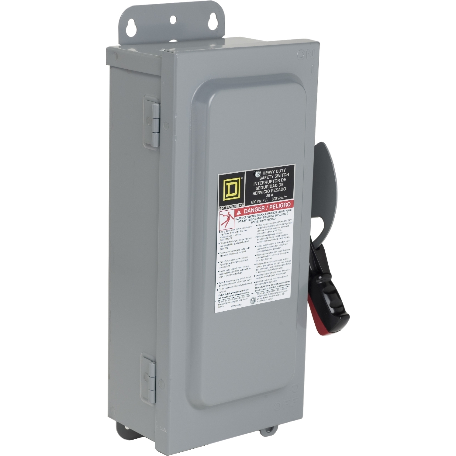CH361AWKEI Type 12 Heavy Duty Fusible Safety Switch, 600 V AC/DC, 30 A, 5 to 20 hp, 3 Poles