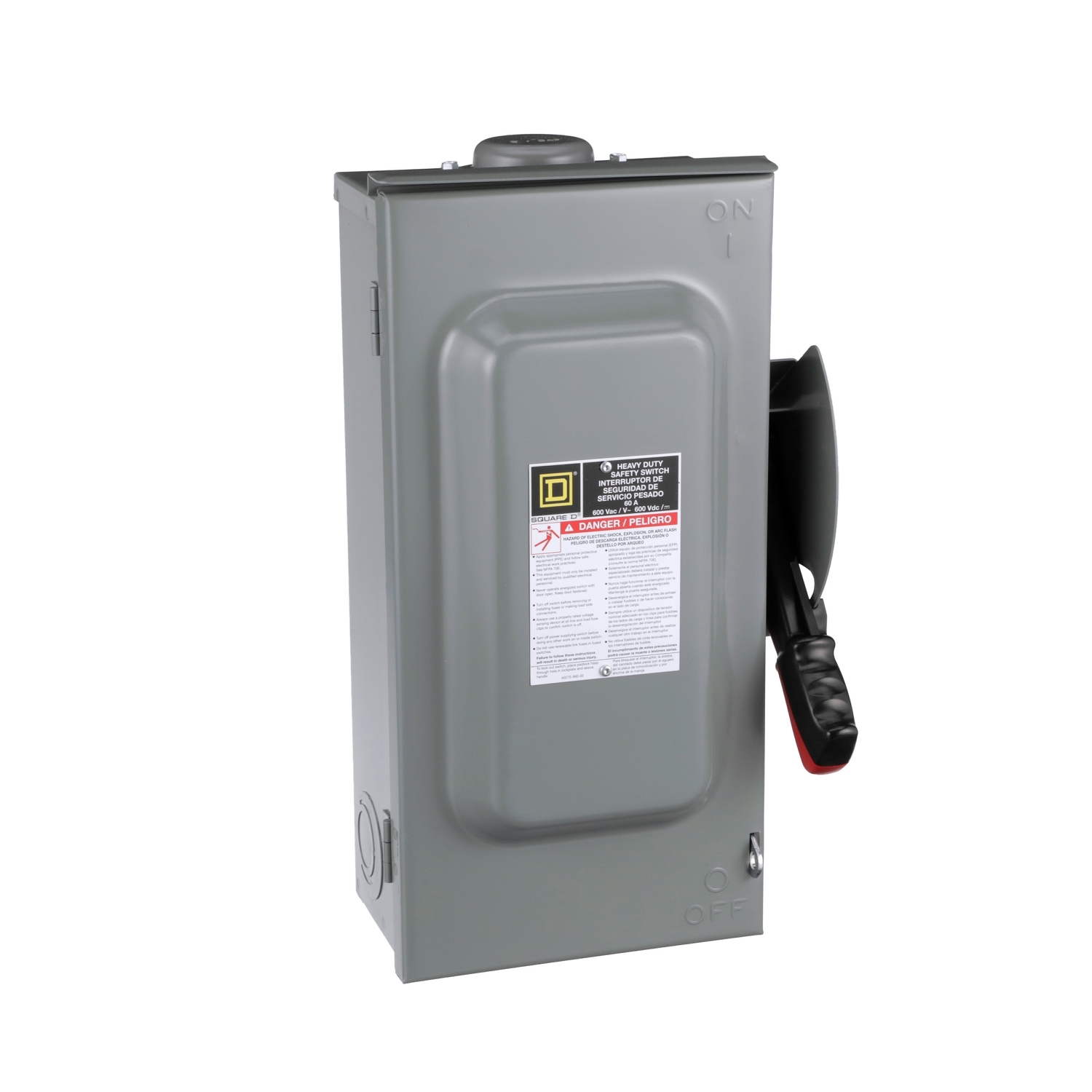 HU362NRB F6 Heavy Duty Non-Fusible Disconnect Rainproof Safety Switch With Bolt-On Hub Provision, 600 VAC/VDC, 60 A, 30 hp at 600 VAC 1-Phase, 60 hp at 600 VAC 3-Phase, 30 hp at 600 VDC, 3 Poles