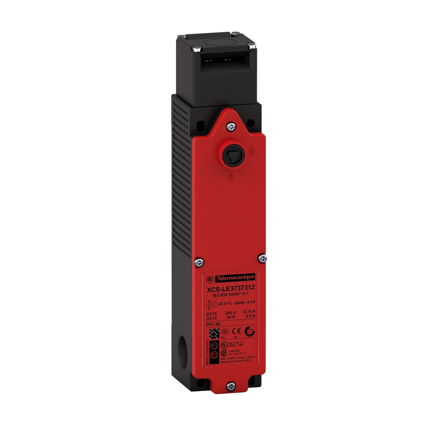 XCSLE3838312 Preventa Turret Head Safety Interlock Switch, 24 V AC/DC, 4 A, 50/60 Hz, 16 W Power Rating, 3 Poles