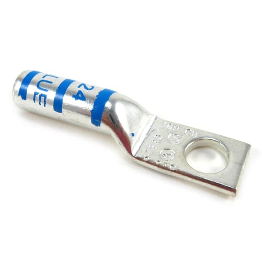 54905BE06PH Color-Keyed 54900 1-Hole Non-Insulated Compression Lug With Peep Hole, 6 AWG Copper/Stranded Conductor, Die Code: 24, 3/8 in Stud, Copper
