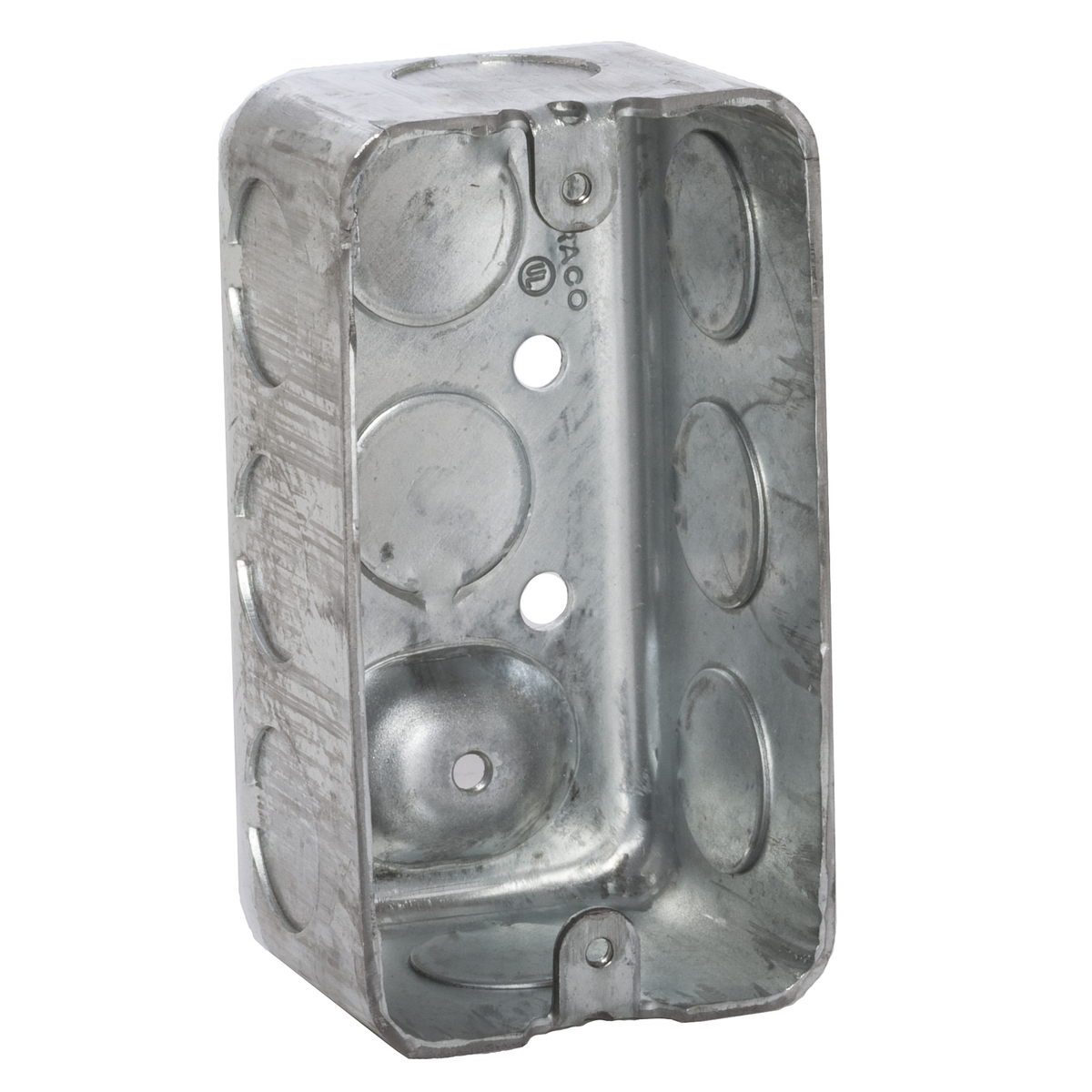 660 Drawn Raised Ground Handy Box, Pre-Galvanized Steel, 13 cu-in, 1 Outlets, 10 Knockouts