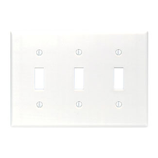 88011 Standard Size Wall Plate, 3 Gangs, 6.37 in W x 4.5 in H, Thermoset, White