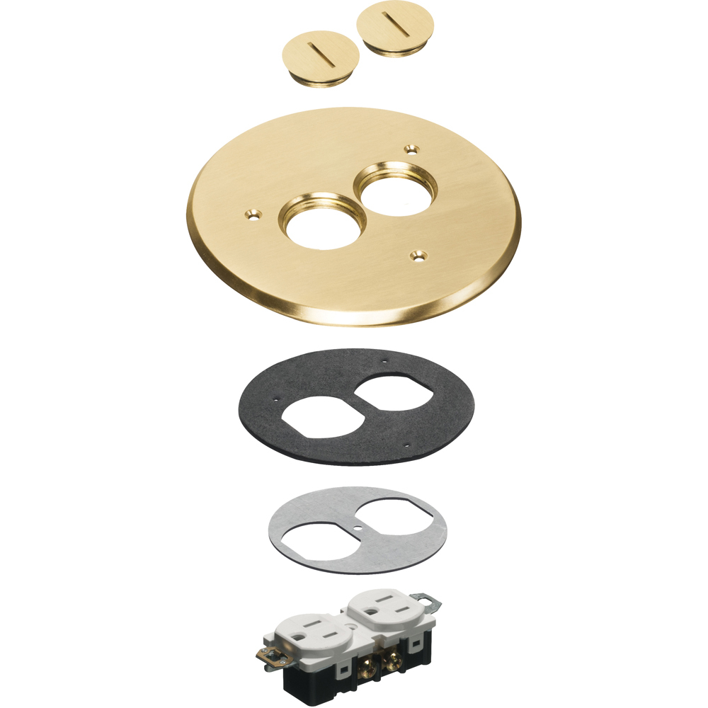 FLB6220MB Floor Box Cover Kit, 6 in Dia, Brass/Plastic