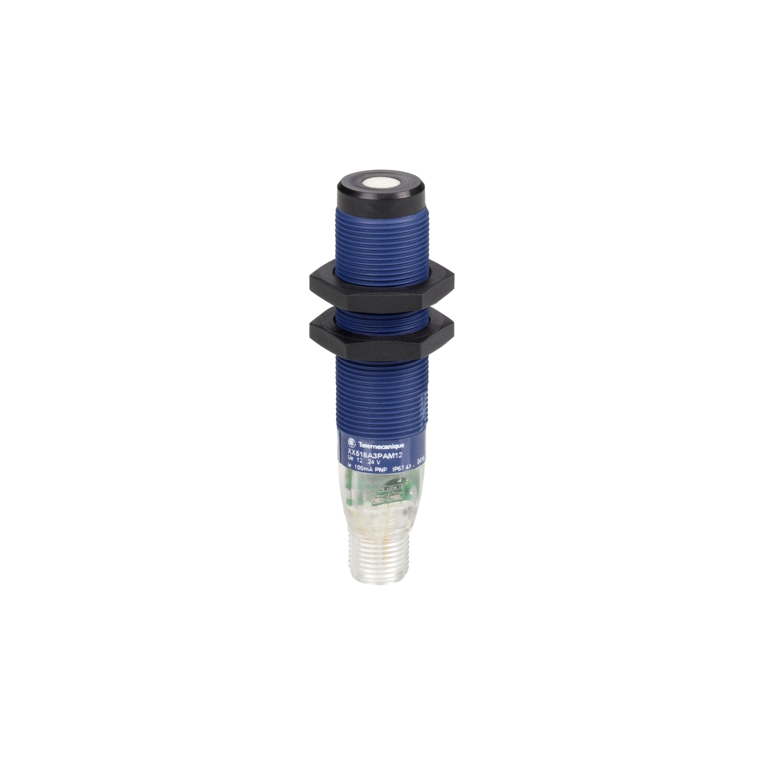 XX918A3F1M12 OsiSense XX XX9 Series Cylindrical Adjustable Sensor With Remote Teach Pushbutton, Ultrasonic/Diffuse, Analog Output, 12 to 24 V DC