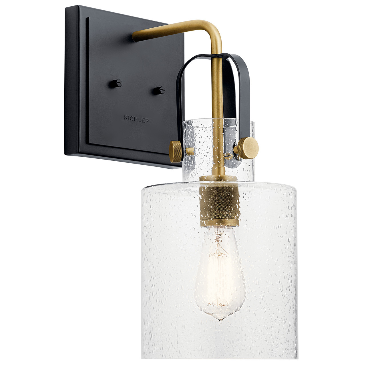 52036NBR Kitner Industrial Style Wall Sconce, (1) A19 Lamp, 120 V AC, Natural Brass Housing