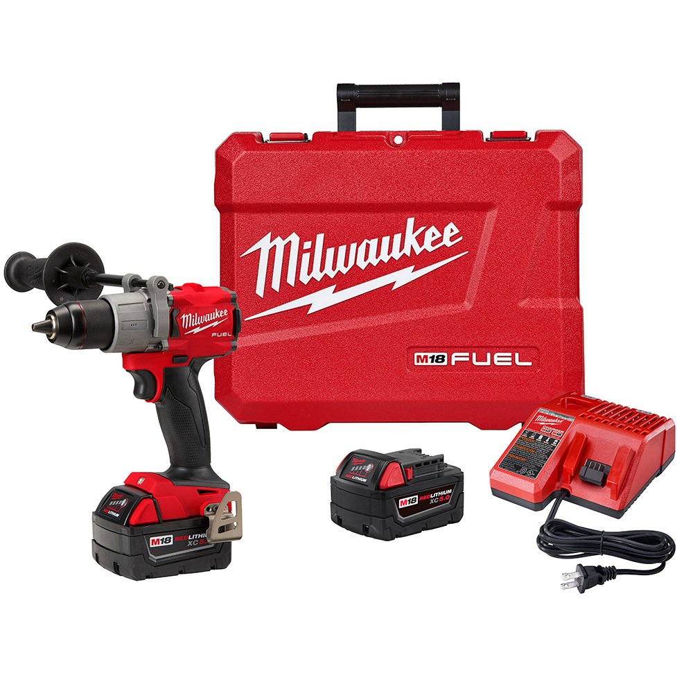 2803-22 M18 Fuel Cordless Drill/Driver Kit, 1/2 in Chuck, 18 V DC, 2000 rpm No-Load, 6.9 in OAL, Li-Ion Battery