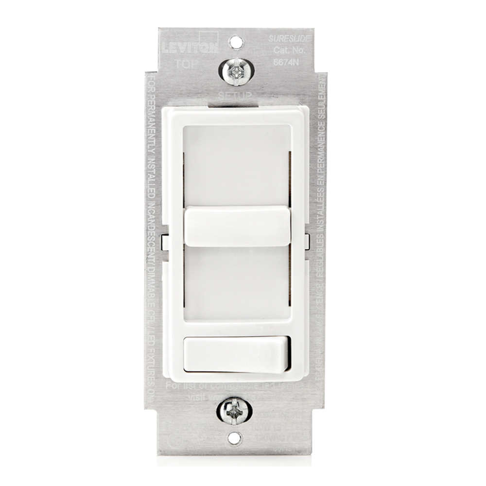 6674N-10W Neutral Sureslide Dimmer, White