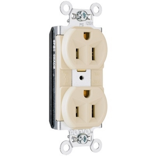 PT5362I PlugTail 20 Amp 125V Spec-Grade Duplex Receptacle, Ivory