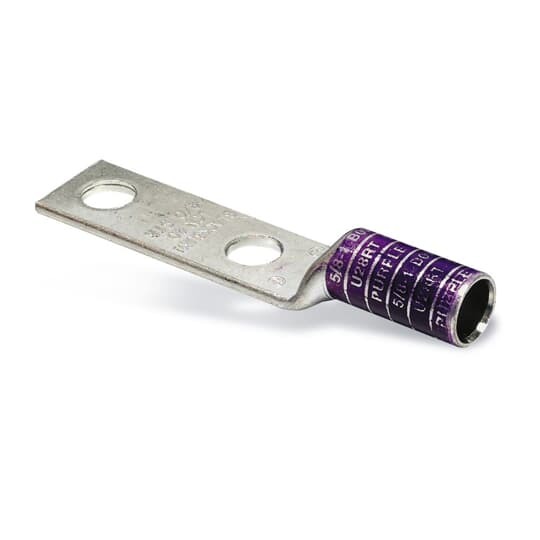 LCN10 Color-Keyed 2-Hole Compression Lug, 1/0 AWG Flexible/Stranded Copper Conductor, 1/2 in Stud, Copper