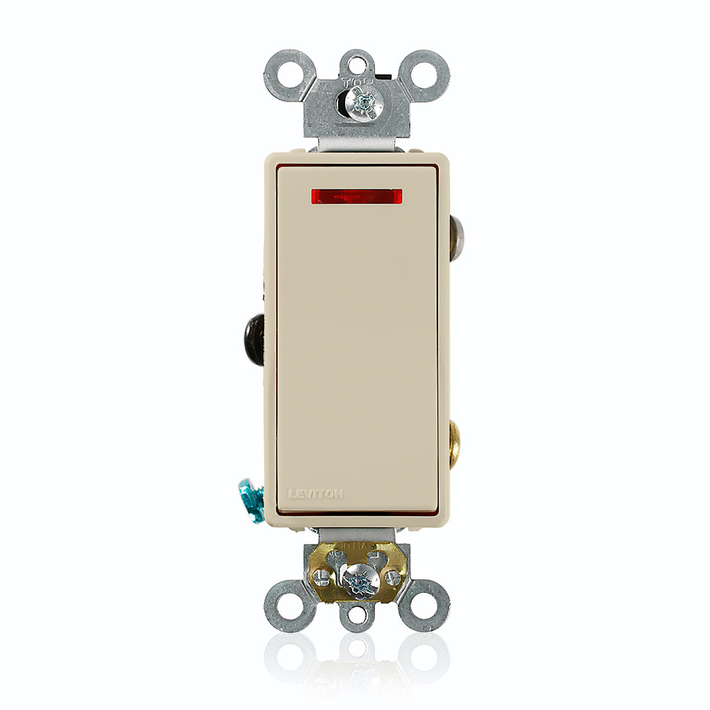 5628-2I Self-Grounding Pilot Light AC Quiet Switch, 120 V AC, 20 A, 1 hp Power Rating