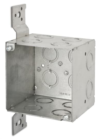 521911234CV Steel City Specialty Outlet Box, Steel, 46 cu-in Capacity, (1) Outlets, (14) Knockouts, 4 in H x 4 in W x 3-1/2 in D