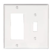 80405-W Decora Standard Size Combination Wall Plate, 2 Gangs, 4.56 in W x 4.5 in H, Thermoset, White