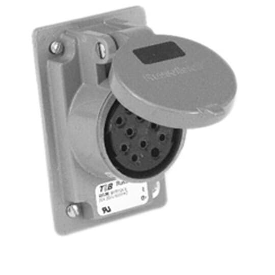 SKWR8G Russellstoll Type SKW Female Watertight Pin and Sleeve Receptacle With Screw Cap, 600 VAC/250 VDC, 20 A, 7 Poles, 8 Wires