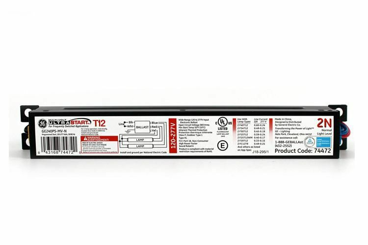 GE254MVPS90-A Traditional High Output Ballast, 120 to 277 V, Programmed Rapid