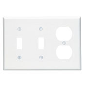 PJ21-W Midway Size Combination Wall Plate, 3 Gangs, Thermoplastic, White