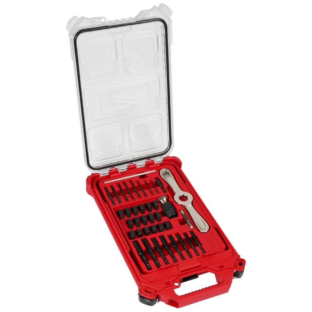 49-22-5604 Tap and Die Set, 38 Pieces, 4-40 NC, 6-32 NC, 8-32 NC, 10-24 NC, 10-32 NF, 12-24 NC, 1/4"-20 NC, 1/4"-28 NF, 5/16"-18 NC, 5/16"-24 NF, 3/8"-16 NC, 3/8"-24 NF, 7/16"-14 NC, 7/16"-20 NF, 1/2"-13 NC, 1/2"-20 NF, 1/8"-27 NPT Tap Thread
