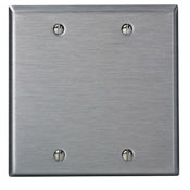 84025 Standard Size Blank Wall Plate, 2 Gangs, 4.56 in W x 4.5 in H, 430 Stainless Steel