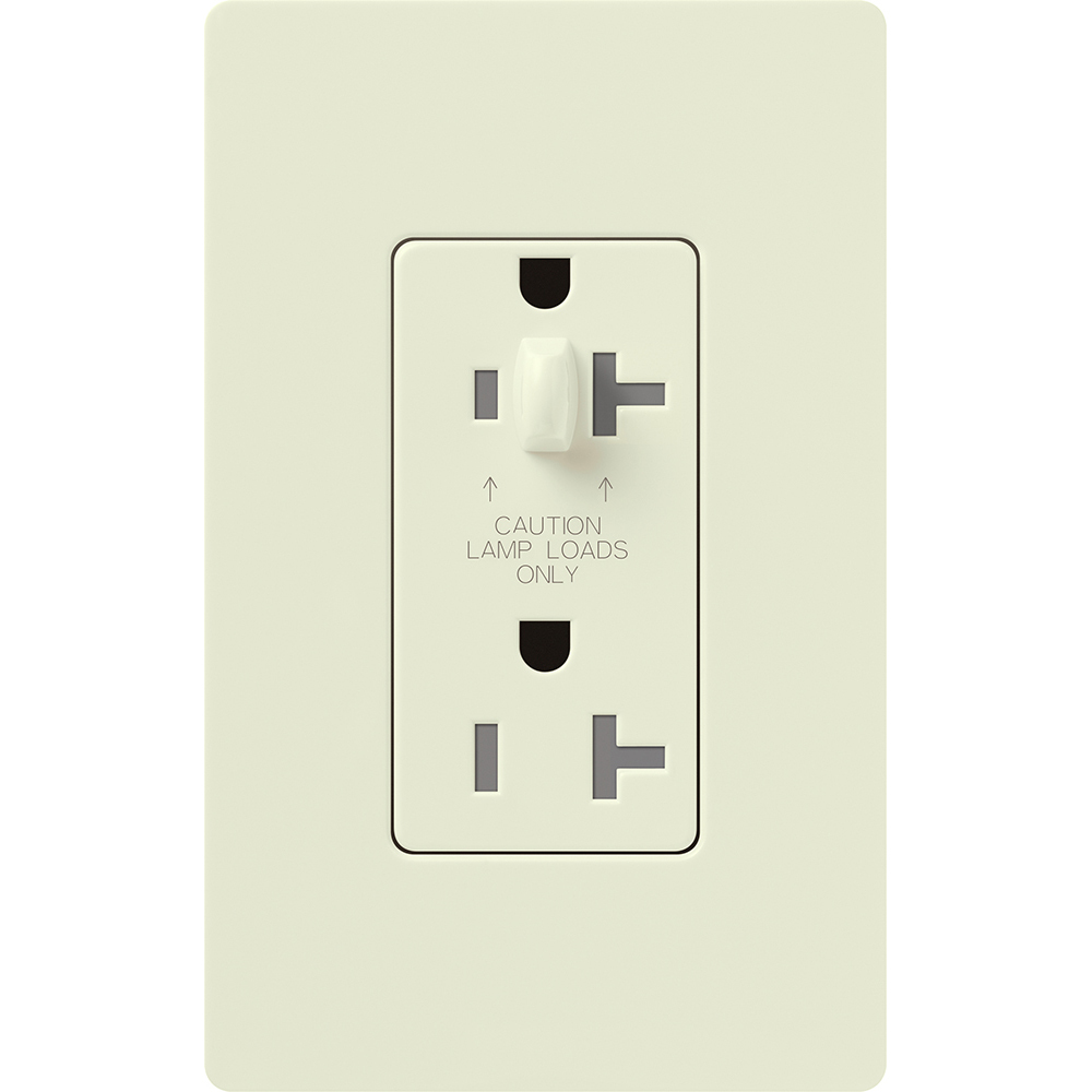 SCR-15-HDTR-BI Claro Half Dimming Tamper-Resistant Duplex Receptacle, Decorator-Style Outlet, 15 Amp, Satin, Biscuit