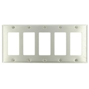 84423-40 Decora Standard Size Wall Plate, 5 Gangs, 9.99 in W x 4.5 in H, 302 Stainless Steel