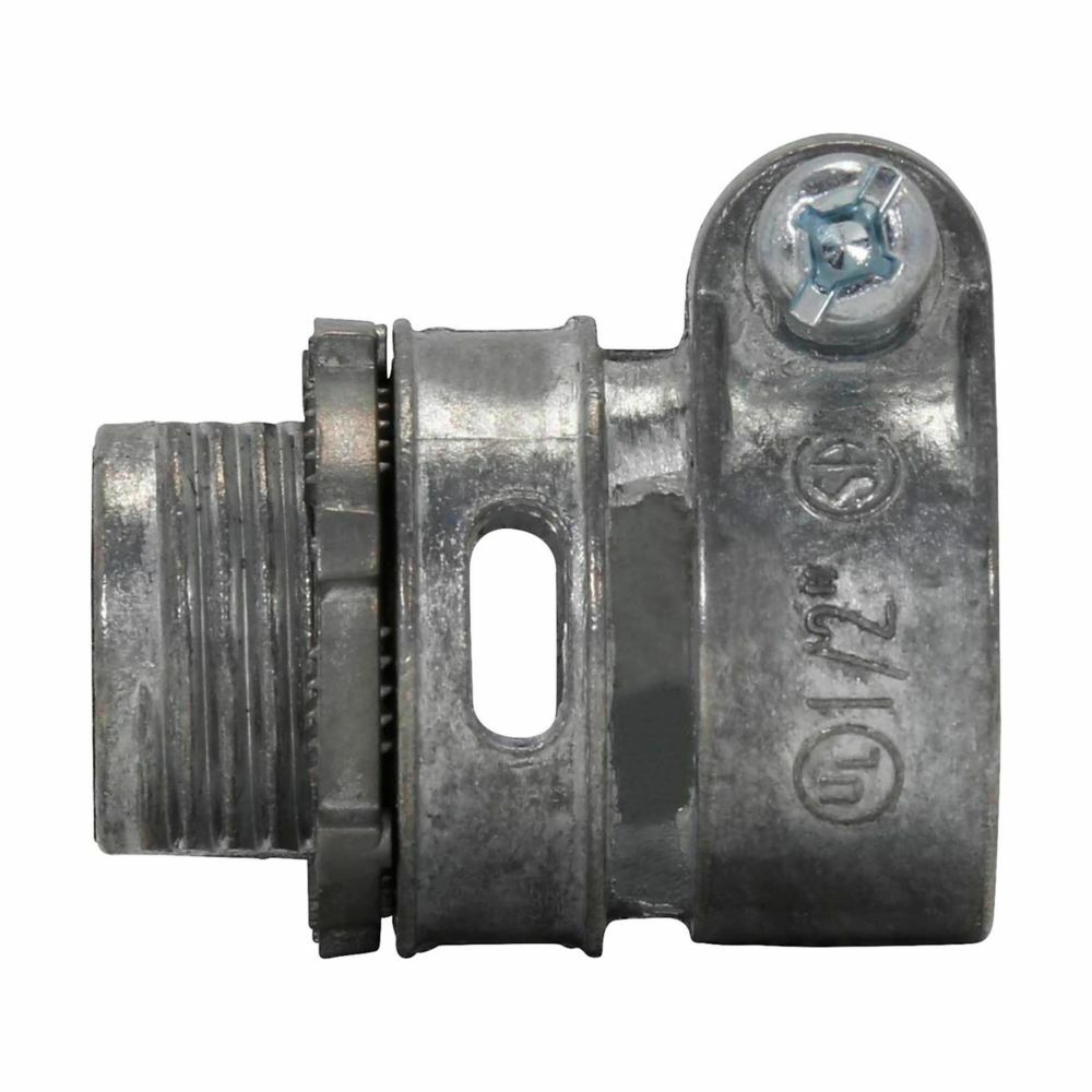 715DC Non-Insulated Straight Squeeze Connector, 3 in Trade, For Use With Flexible Metallic Conduit Fitting, Die Cast Zinc, Zinc Plated