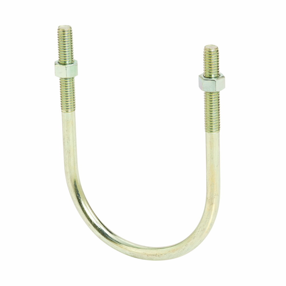 B501-3ZN Lightweight Threaded U-Bolt, 3/8-16 in Thread, 3 in L Stud, 2 in L Thread, 650 deg F Temperature Rating, 1800 lb Load Capacity, For Use With Rigid Conduit/Iron Pipe, Carbon Steel