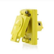 90W47-S Wetguard Grounding Single Straight Blade Receptacle, 125 V AC, 15 A, 2 Poles, 3 Wires, Yellow