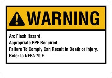 44-892BK Self-Sticking Arc Flash Label, 5 in L x 3-1/2 in W, WARNING ARC FLASH HAZARD SYMBOL Legend, Black/Yellow/White, Polyester, 100 per Pack Labels