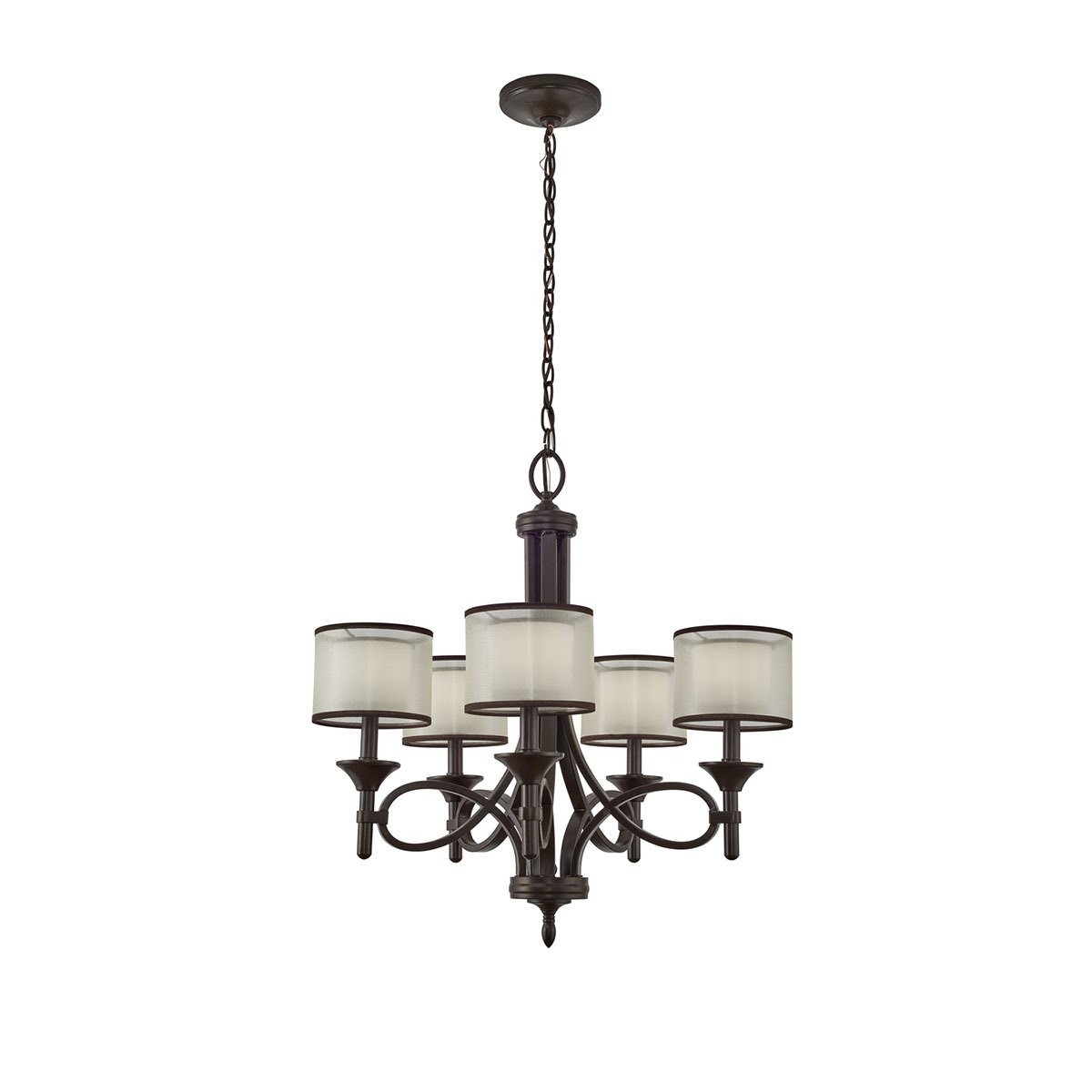 42381MIZ Lacey 1-Tier Medium Transitional Chandelier, (5) Lamp, 120 V AC, Mission Bronze Housing