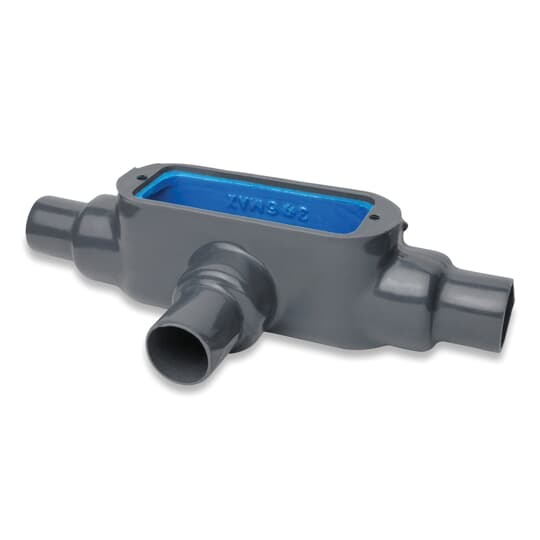 T448-4X-G Ocal-Blue Type T Conduit Body With Cover, 1-1/4 in Hub, Form 8 Form, 25 cu-in Capacity, Iron, PVC Coated