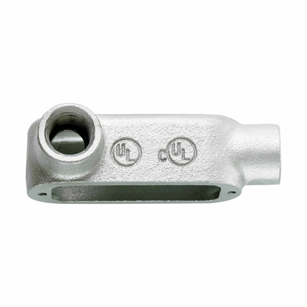 LL50MCG Condulet SnapPack Type LL Conduit Outlet Body With Cover and Neoprene Gasket, 1/2 in Hub, 5 Form, 4.5 cu-in Capacity, Malleable Iron, Aluminum Acrylic Painted/Electro-Galvanized