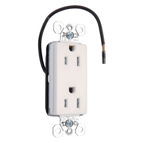 PTTR26262SCW PlugTail 15 Amp 125V Spec-Grade Split Circuit Decorator Duplex Receptacle, White