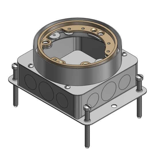 68-S Steel City Concretetight Fully Adjustable Flush Service Shallow Floor Box, Stamped Steel, 47 cu-in Capacity, 1 Gang, 6 Knockouts, 4-11/16 in L x 4-1/4 in W x 2-3/4 in H