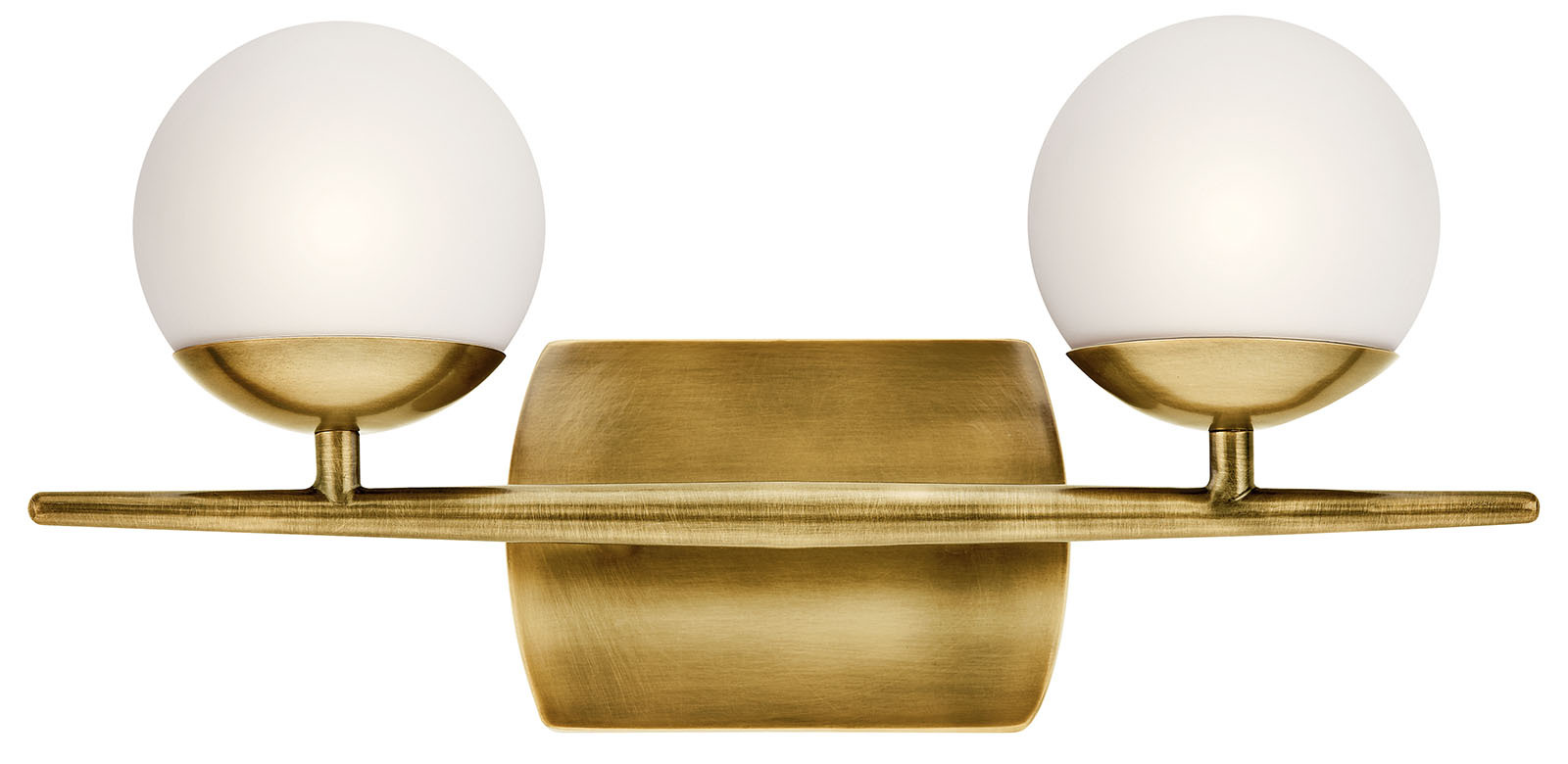 45581NBR Jasper 2-Arm Contemporary Bath Light, (2) Lamp, 120 V AC, Natural Brass Housing
